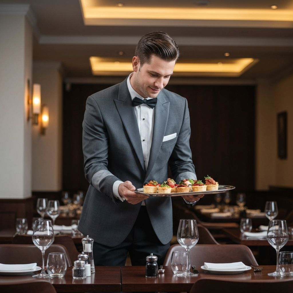 Professional waiter serving